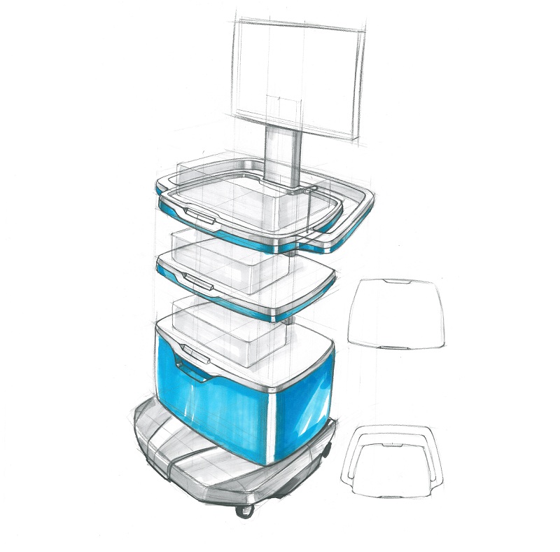 醫(yī)療器械一體化推車(chē)手繪設(shè)計(jì)