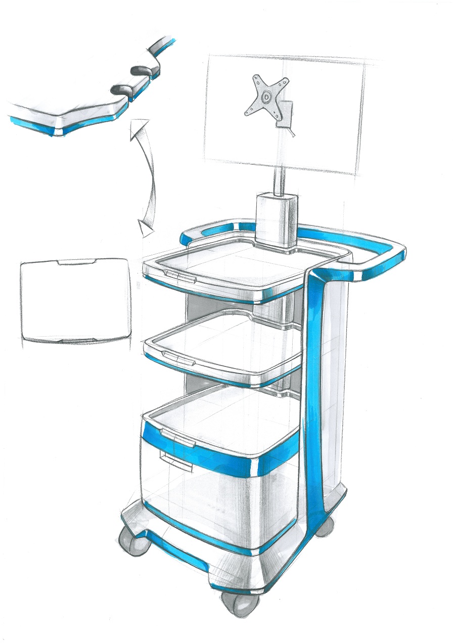 醫(yī)療器械一體化推車手繪設(shè)計(jì)