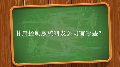 甘肅控制系統(tǒng)研發(fā)公司